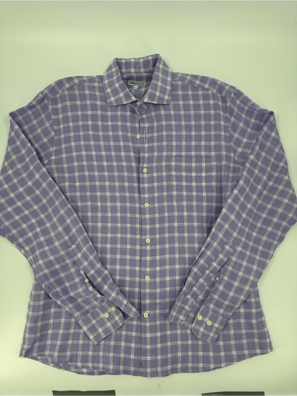 Peter Millar Lavender Plaid Button-Down Shirt Sz L